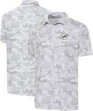 ANTIGUA Men's Antigua White Miami Dolphins Anthracite Logo Collide Polo