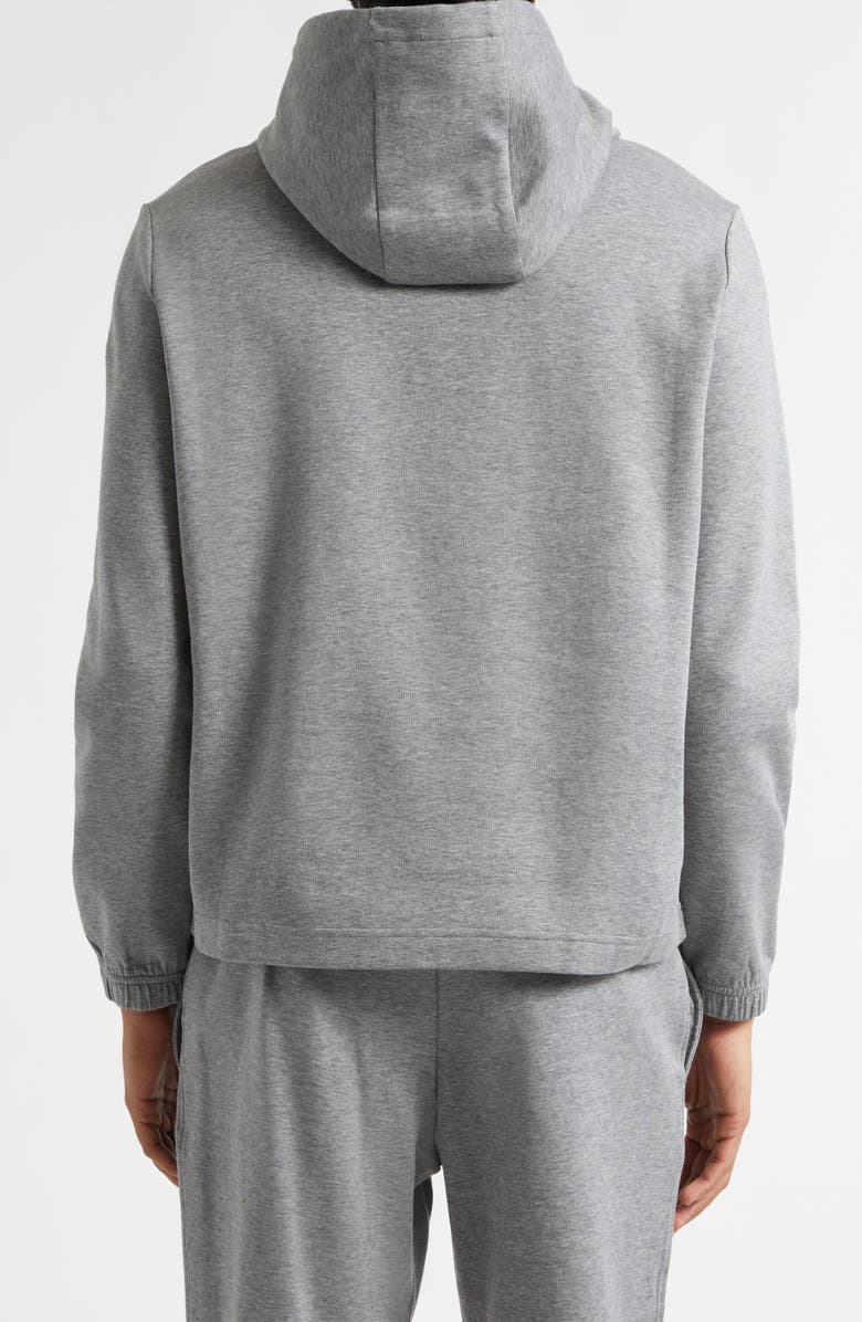 Moncler Leather Logo Patch Cotton Blend Hoodie, Alternate, color, Medium Gray Melange