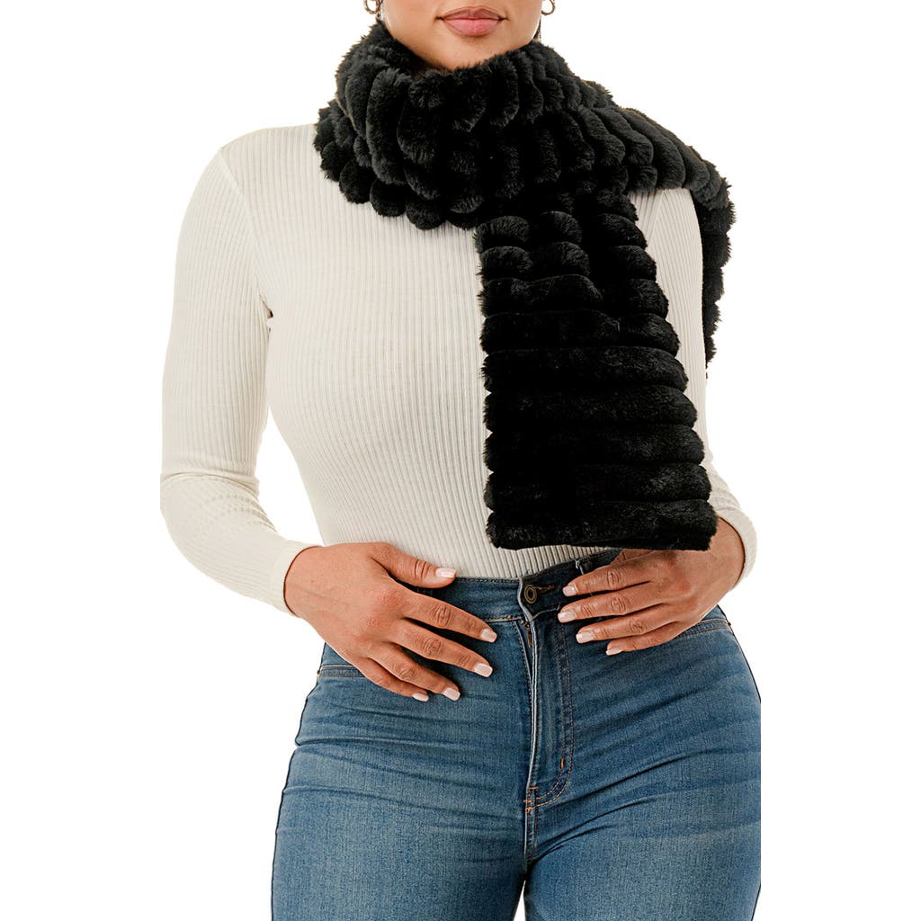 Marcus Adler Faux Fur Pull-through Scarf In Black