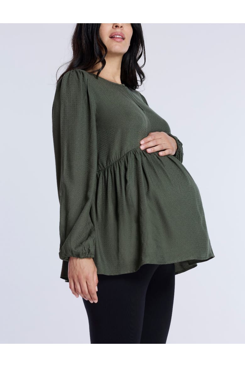 Long Sleeve Empire Waist Keyhole Woven Blouse, Alternate, color, Deep Depths