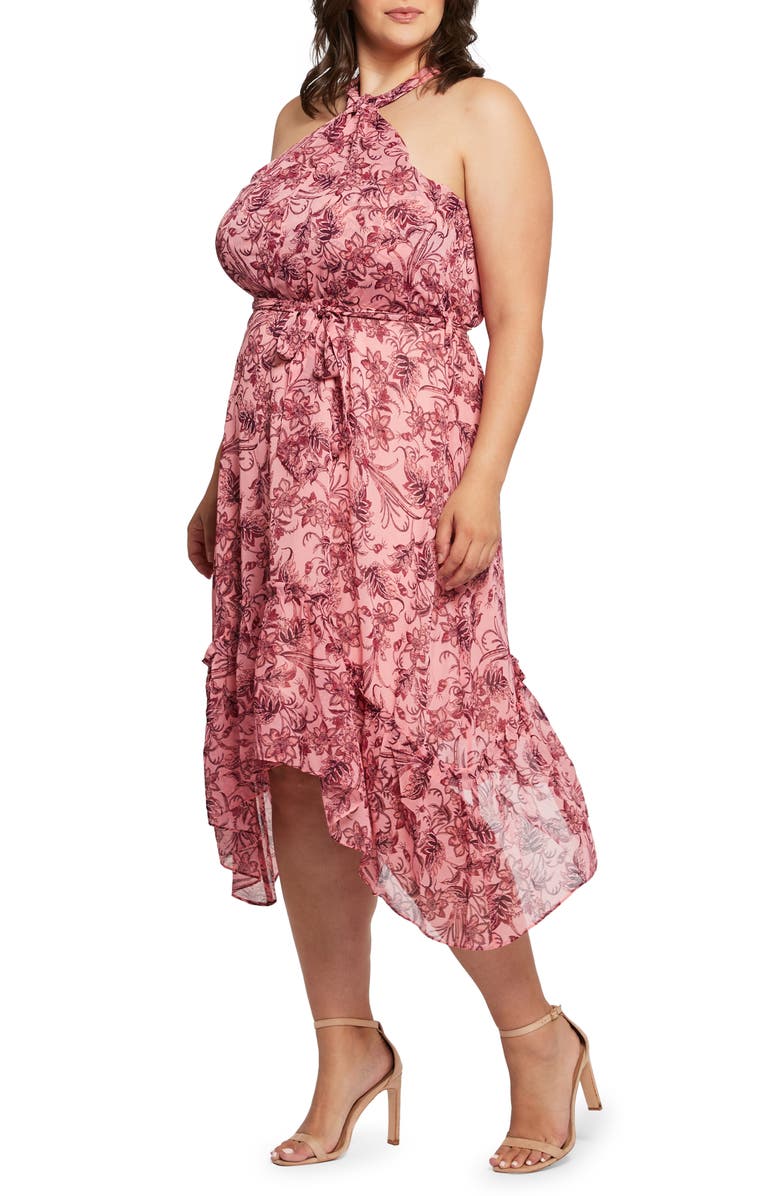 Estelle Sophia Floral Halter Neck Dress, Alternate, color, Print