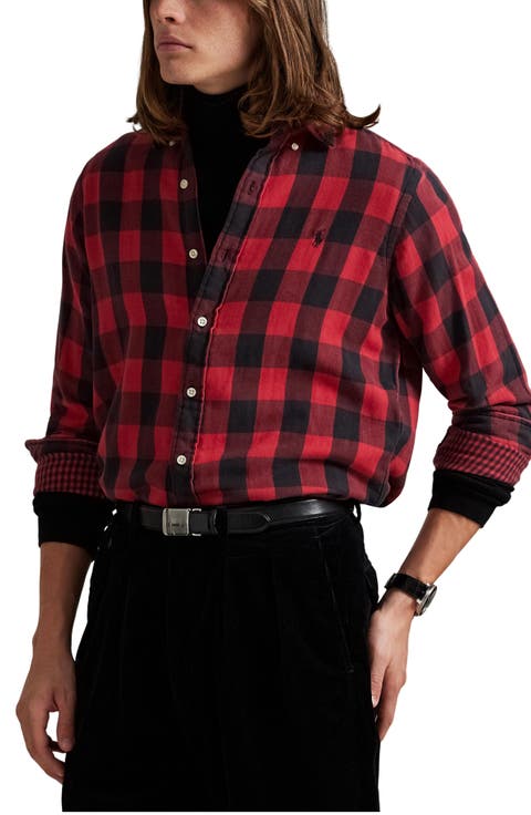 Classic Fit Check Cotton Twill Button-Down Shirt