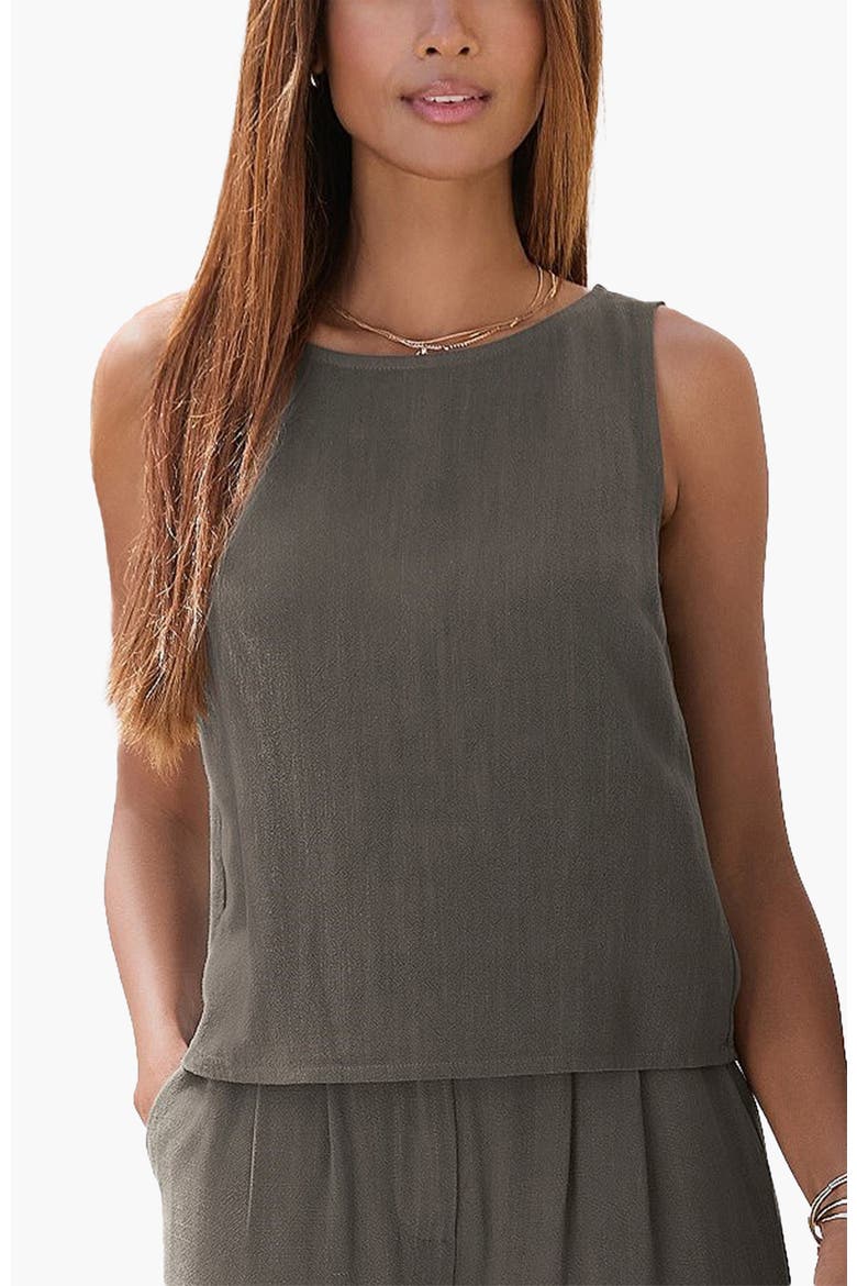 Sleeveless Linen Blouse, Main, color, Olive