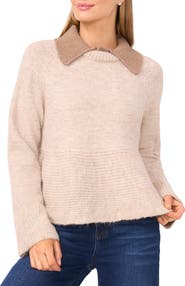 CeCe Collar Peplum Sweater