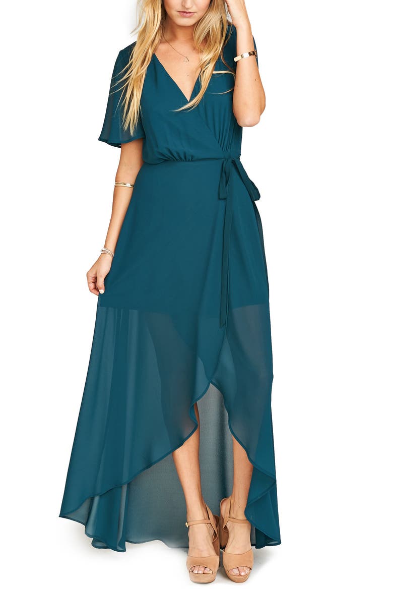 Sophia Wrap Dress, Main, color, DEEP JADE
