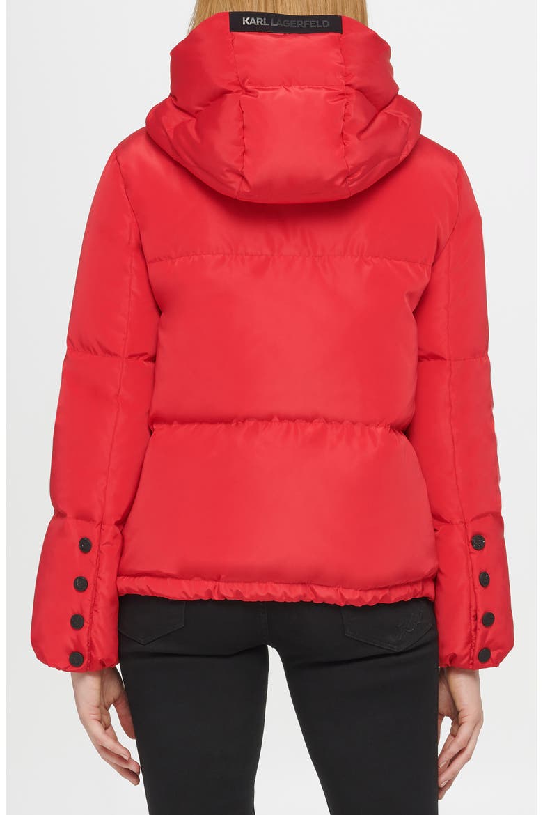Cropped Hooded Puffer Coat, Alternate, color, RED