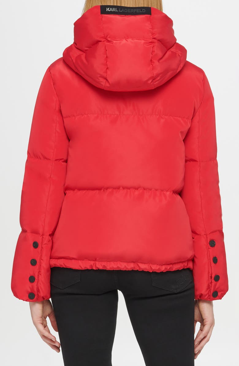 KARL LAGERFELD PARIS Cropped Hooded Puffer Coat, Alternate, color, 