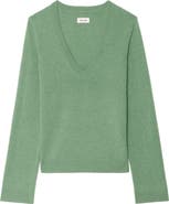 Zadig & Voltaire Vera Wool & Cashmere Sweater with Leather Elbow Patches