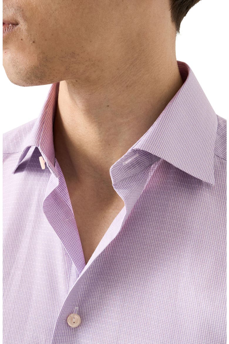 Slim Fit Purple Check Cotton Dobby Dress Shirt, Alternate, color, LIGHT PURPLE