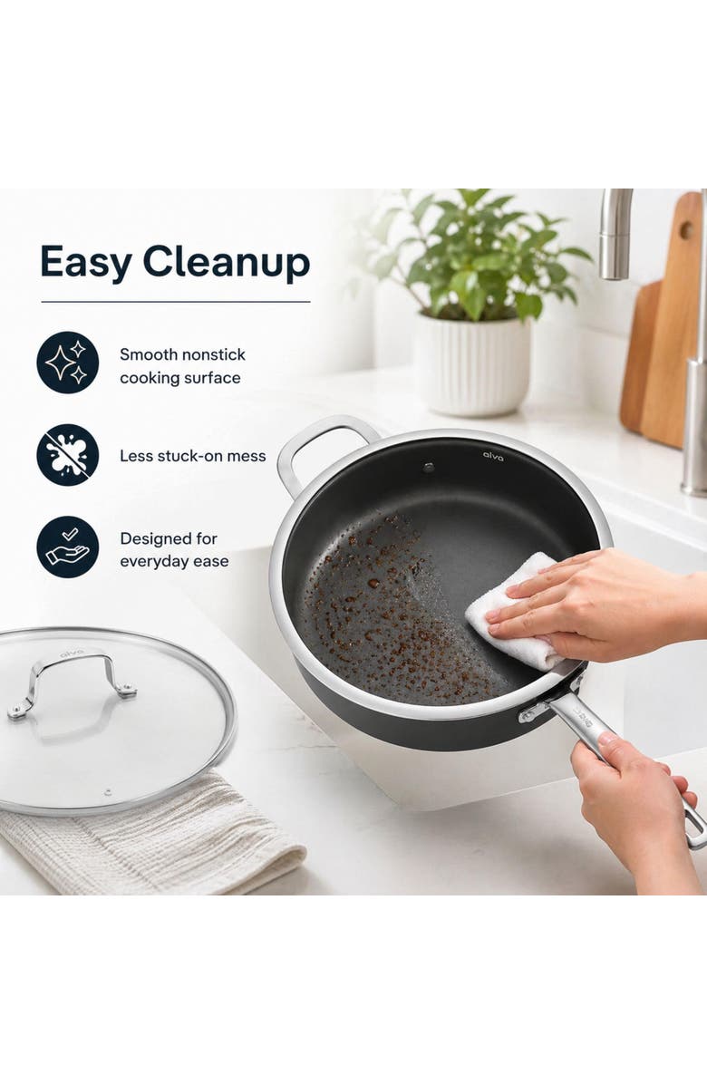 Alva Maestro 4-Quart Ceramic Nonstick Sauté Pan with Lid, Alternate, color, Black