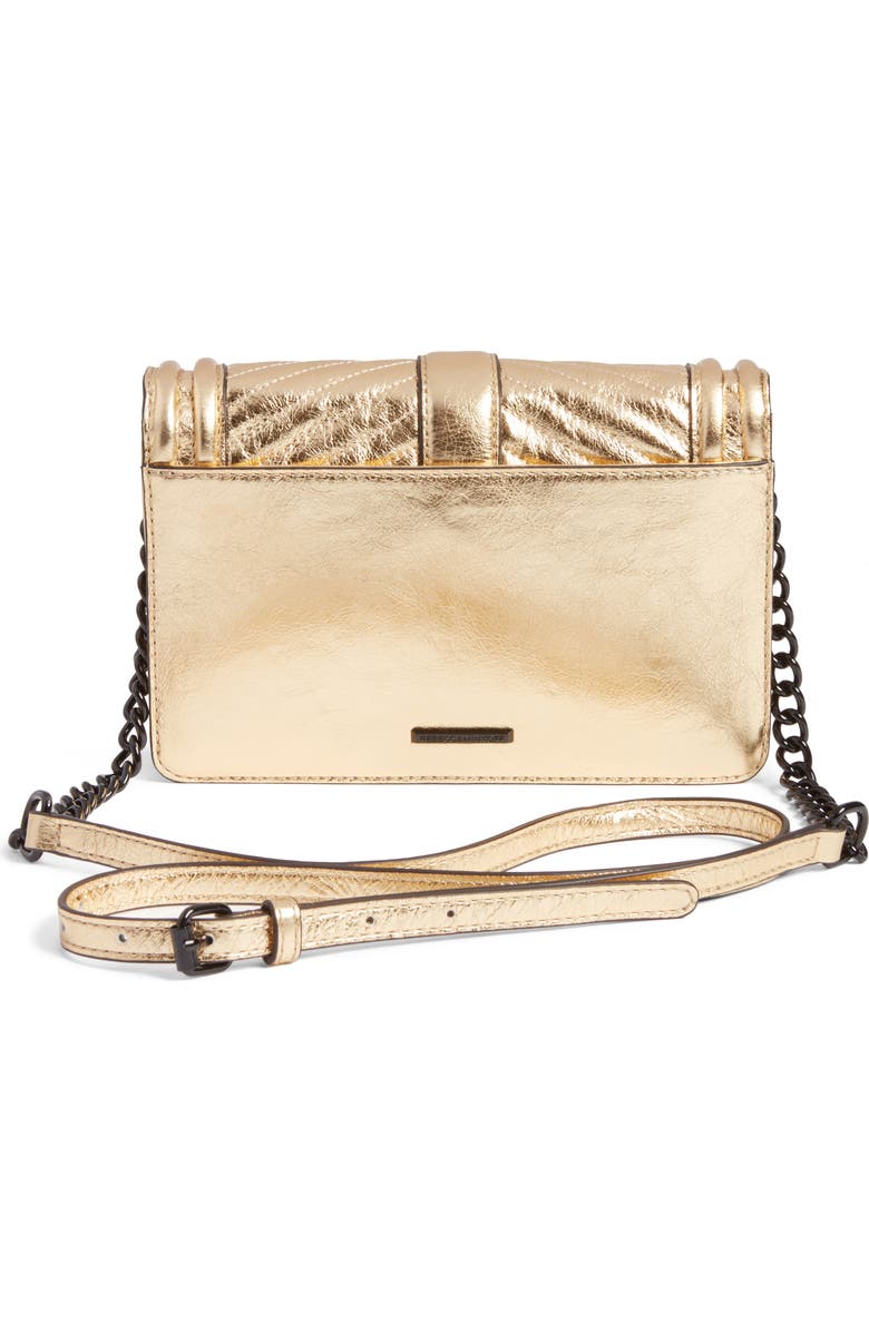 Rebecca Minkoff Small Love Metallic Leather Crossbody Bag, Alternate, color, Gold/ Black Hardware