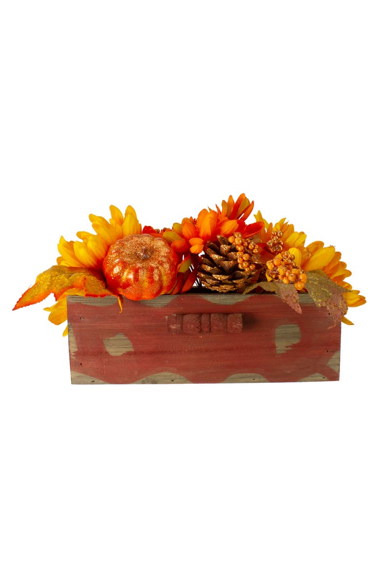 Northlight Glittered Flower Arrangement Box Fall Harvest Centerpiece - 14", Main, color, 
