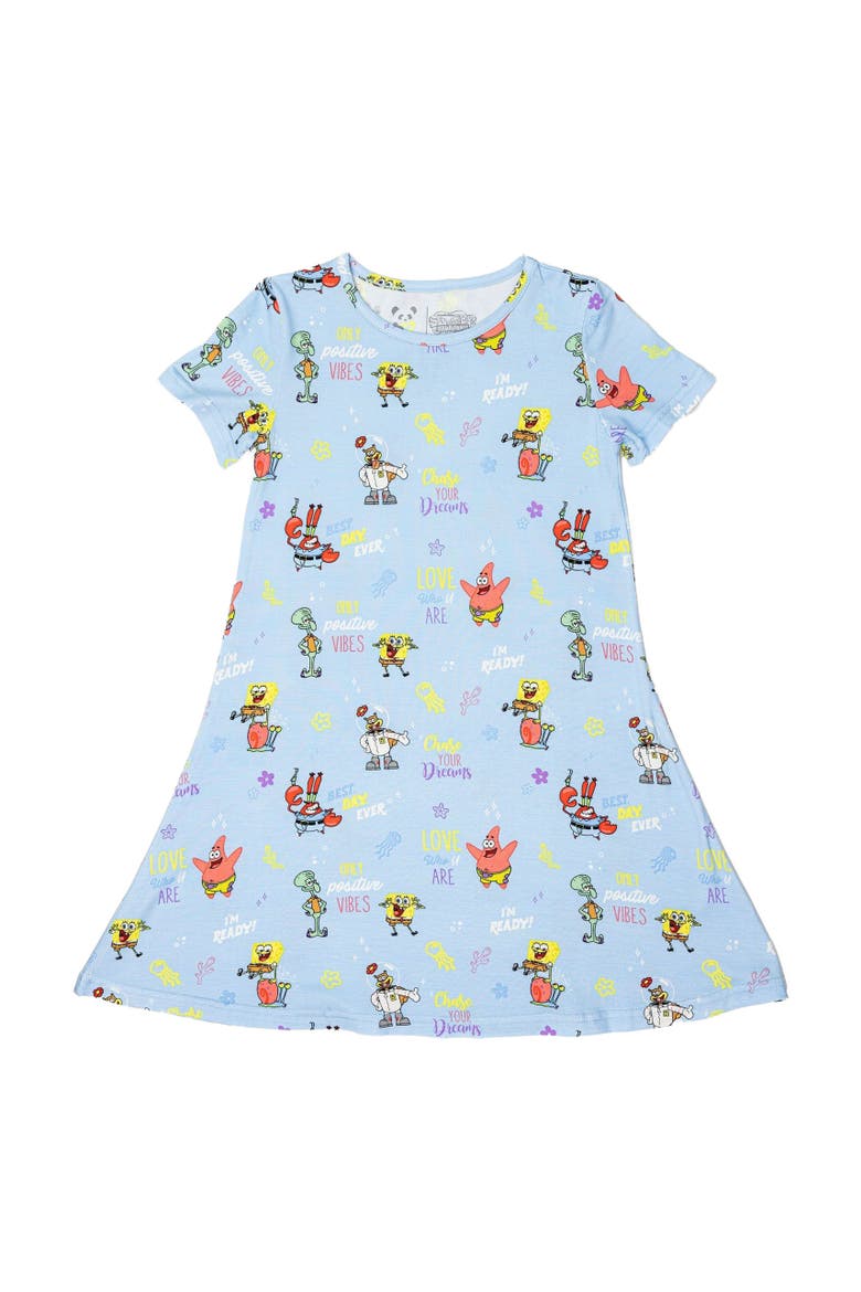 Kids' SpongeBob SquarePants Good Vibes Short Sleeve Dress, Main, color, SpongeBob Good Vibes