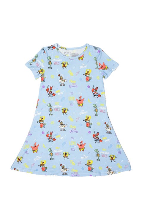 Kids' SpongeBob SquarePants Good Vibes Short Sleeve Dress