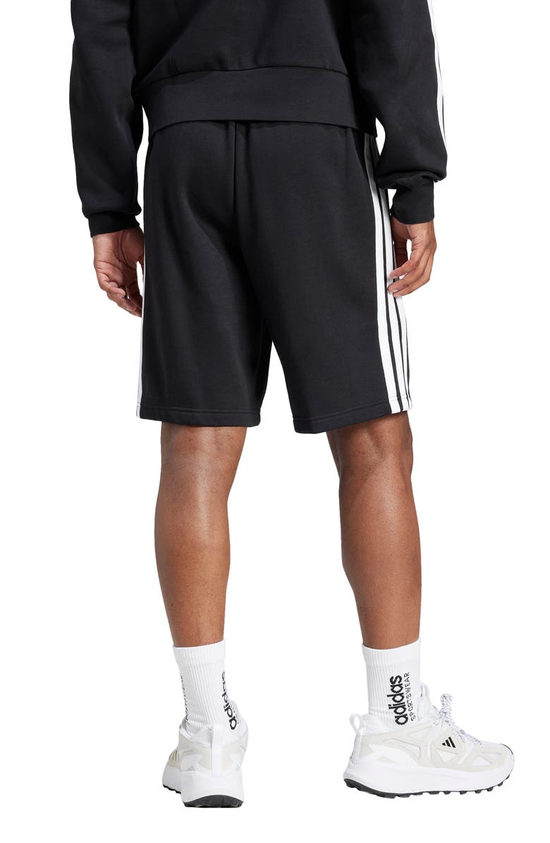 adidas Essentials 3-Stripes Fleece Shorts, Alternate, color, Black/ White