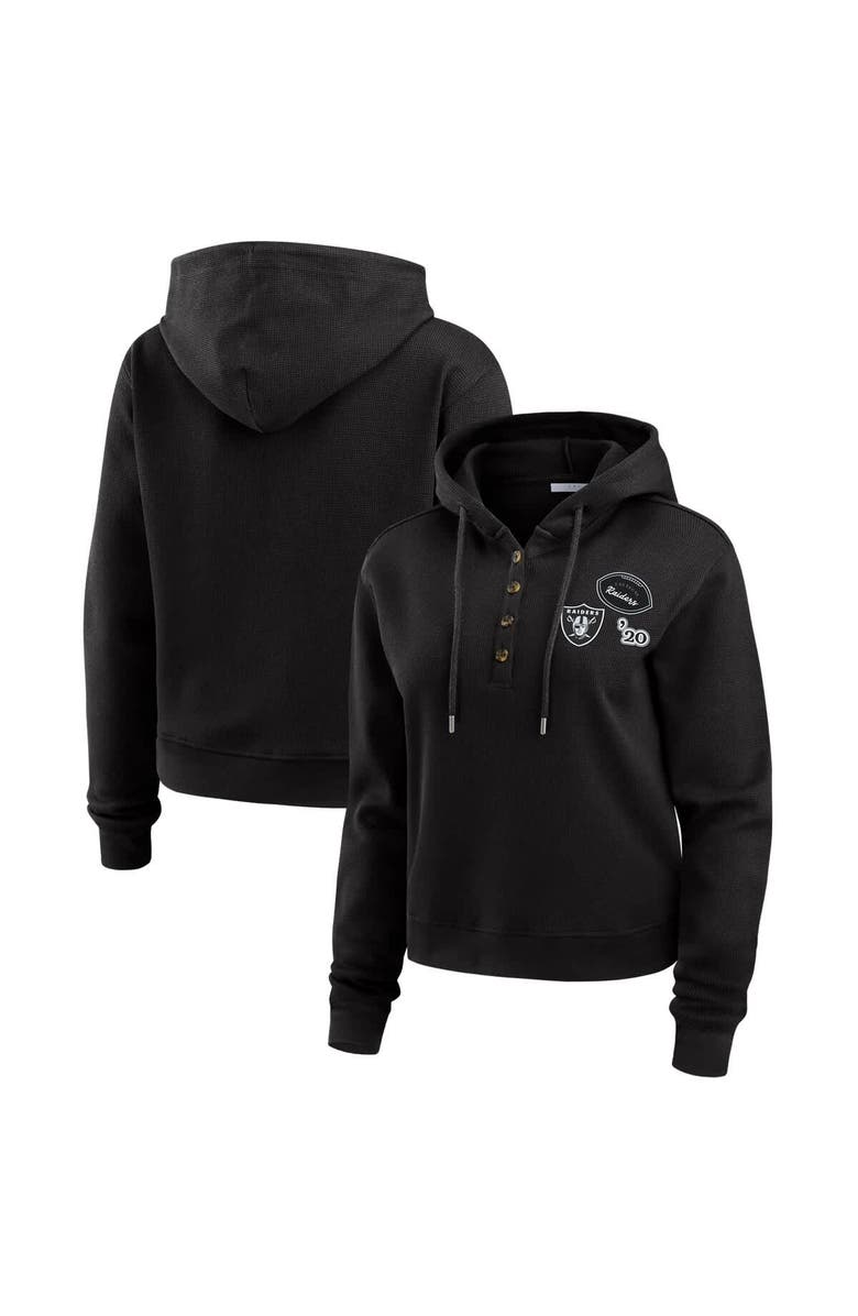 WEAR by Erin Andrews Women's WEAR by Erin Andrews  Black Las Vegas Raiders Waffle Hoodie Pullover Top, Main, color, Black