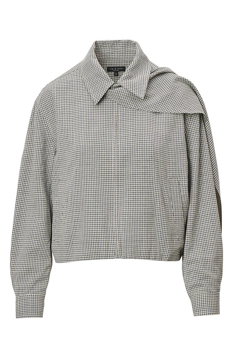rag & bone Krista Windowpane Check Wool Jacket with Attached Scarf, Alternate, color, Black Plaid