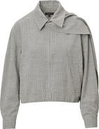 rag & bone Krista Windowpane Check Wool Jacket with Attached Scarf