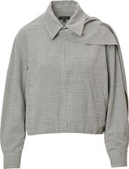 rag & bone Krista Windowpane Check Wool Jacket with Attached Scarf