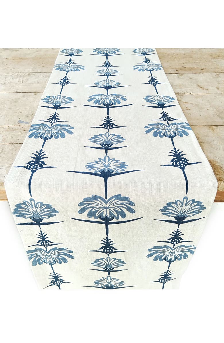FRENCH HOME Tropical Garden Table Runner, Main, color, Indigo And Sky