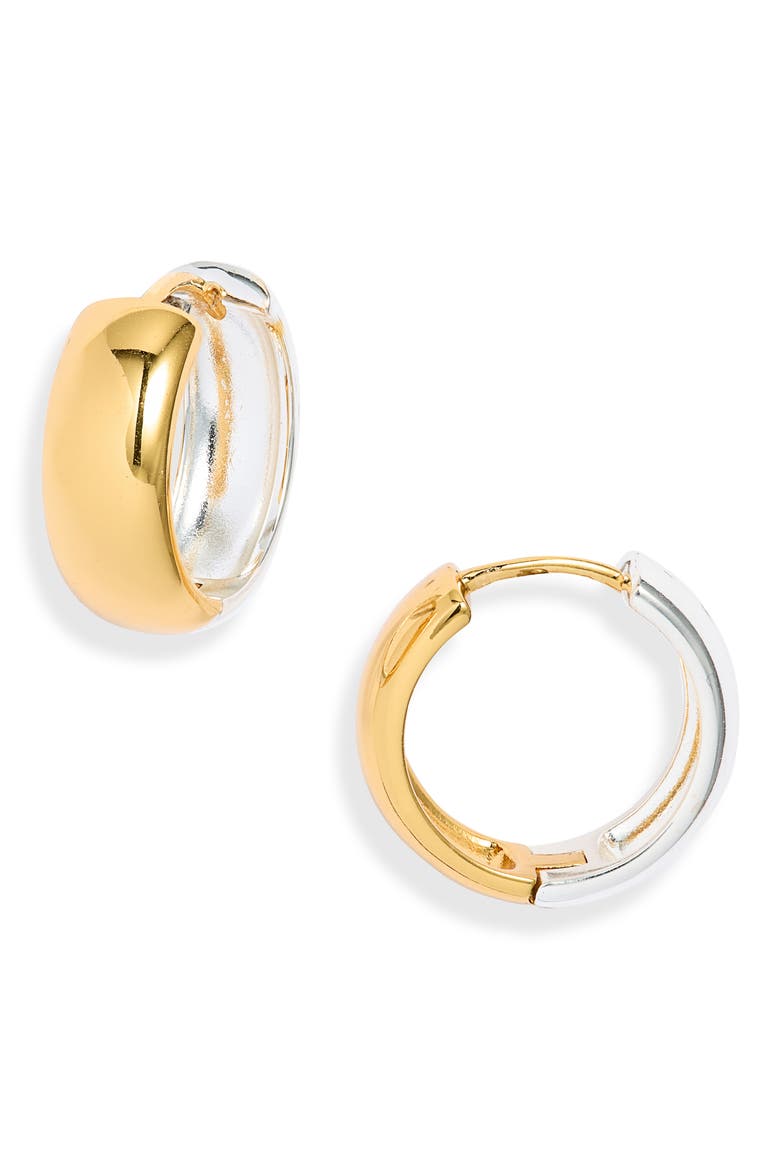 Demi-Fine Reversible Hoop Earrings, Main, color, 14K GOLD- STERLING PLATED