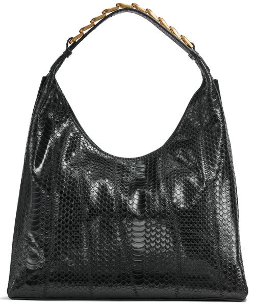 Donna Karan Bellmore Small Skipper Snake Shoulder Bag In Black/gold