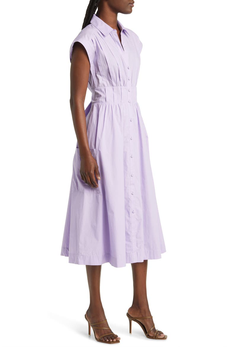 Short Sleeve Cotton Midi Shirtdress, Alternate, color, LILAC