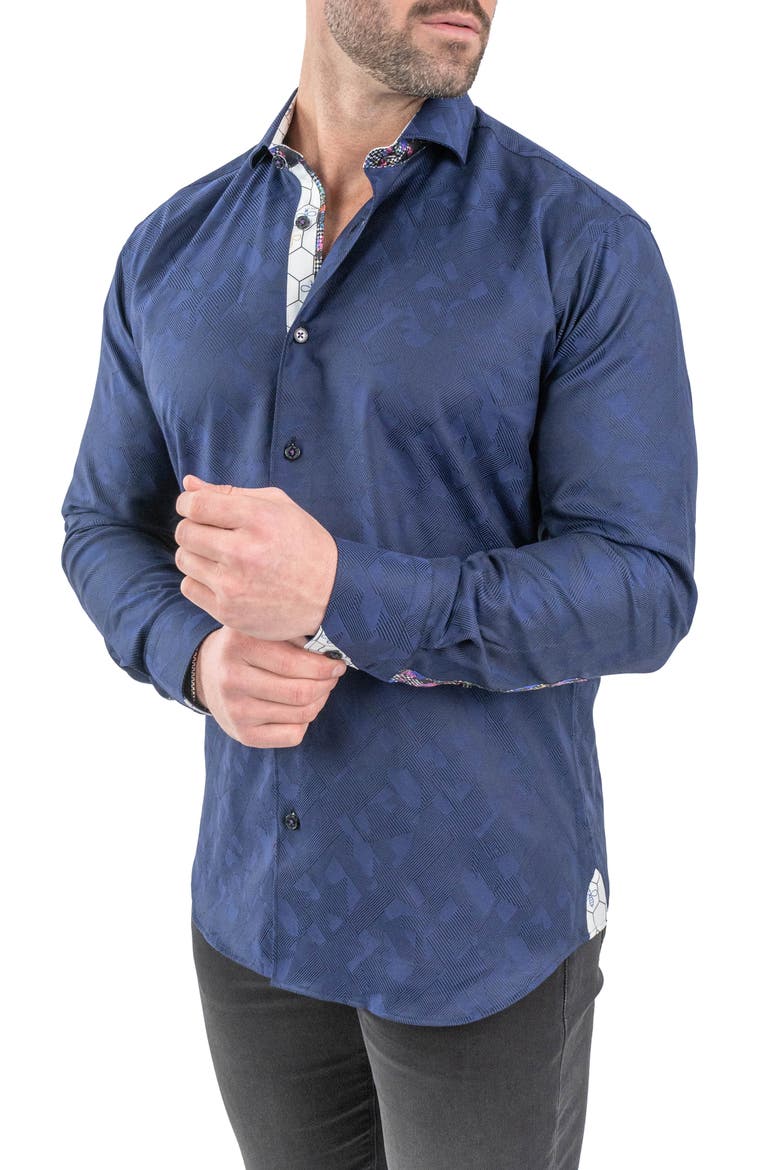 Einstein Jacqceepblack Navy Button-Up Shirt, Alternate, color, BLUE