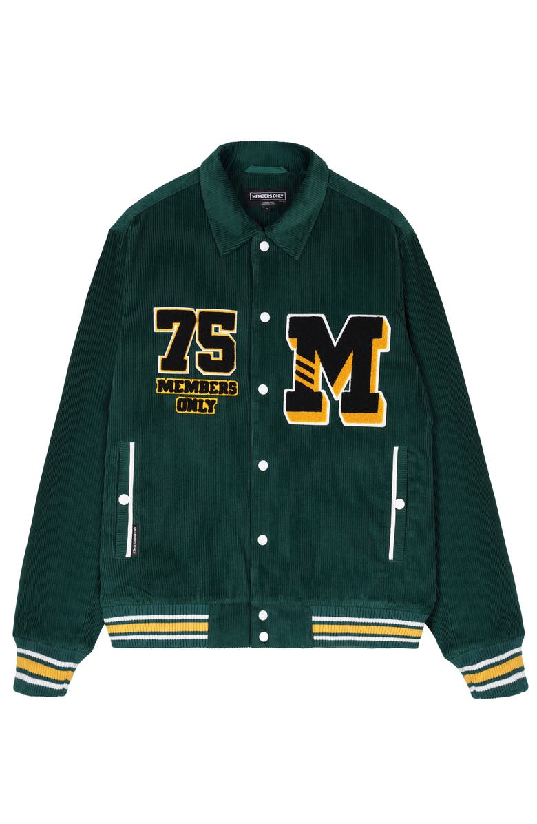 Members Only Corduroy Varsity Jacket, Alternate, color, Green