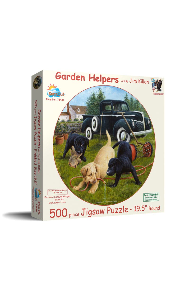 Sunsout Garden Helpers 500 piece Jigsaw Puzzle for Adults Round, Main, color, Multicolor