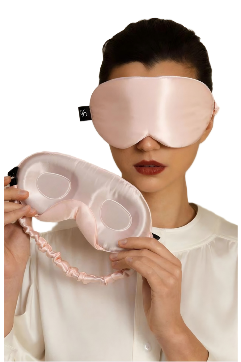 22 Momme Pure Silk 3D Adjustable Eye Mask, Main, color, Pink