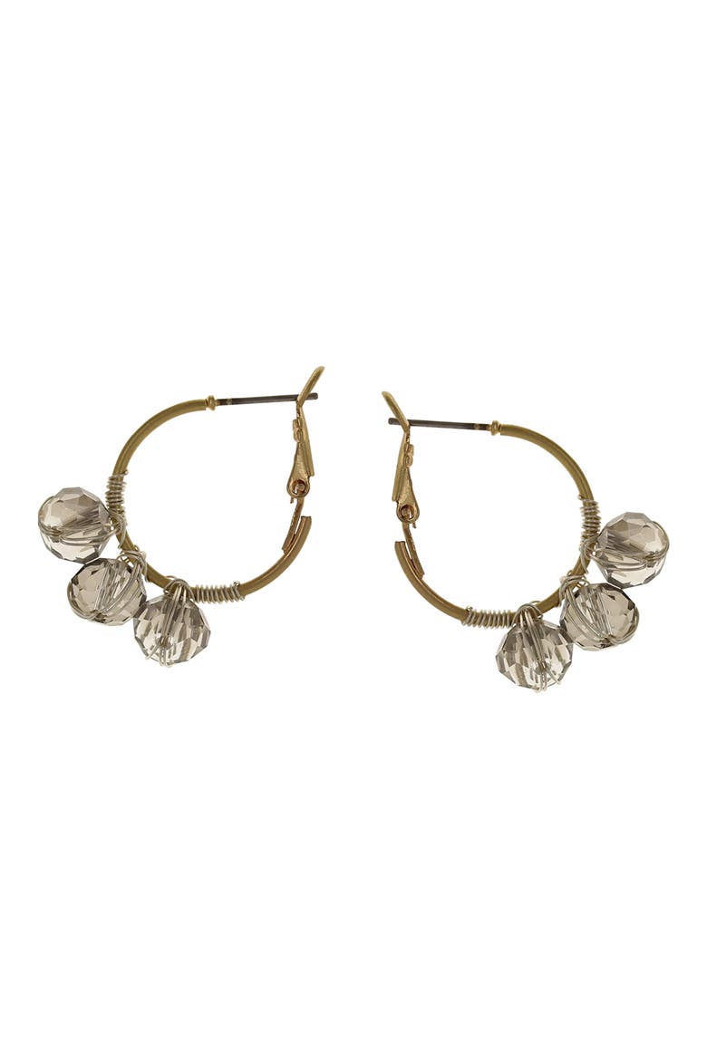 Mila Beaded Hoop Earrings, Main, color, GOLD/ GREY