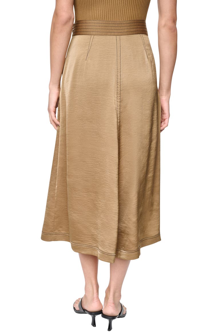 Satin Midi Skirt, Alternate, color, DUNE/ BLACK