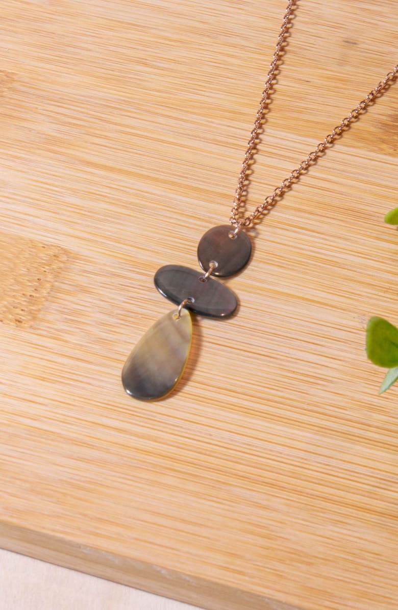 LIKHA Mother-of-Pearl Round, Oblong & Raindrop Pendant Necklace, Alternate, color, Black