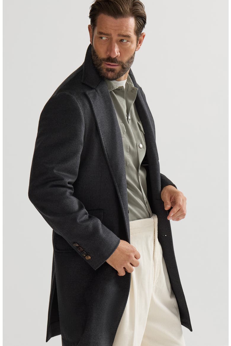 Lightweight virgin wool cloth coat, Alternate, color, Anthracite