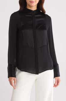 TWP Beaded Trim Silk Button-Up Shirt