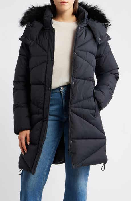 Sam Edelman Faux Fur Trim Hooded Quilted Jacket