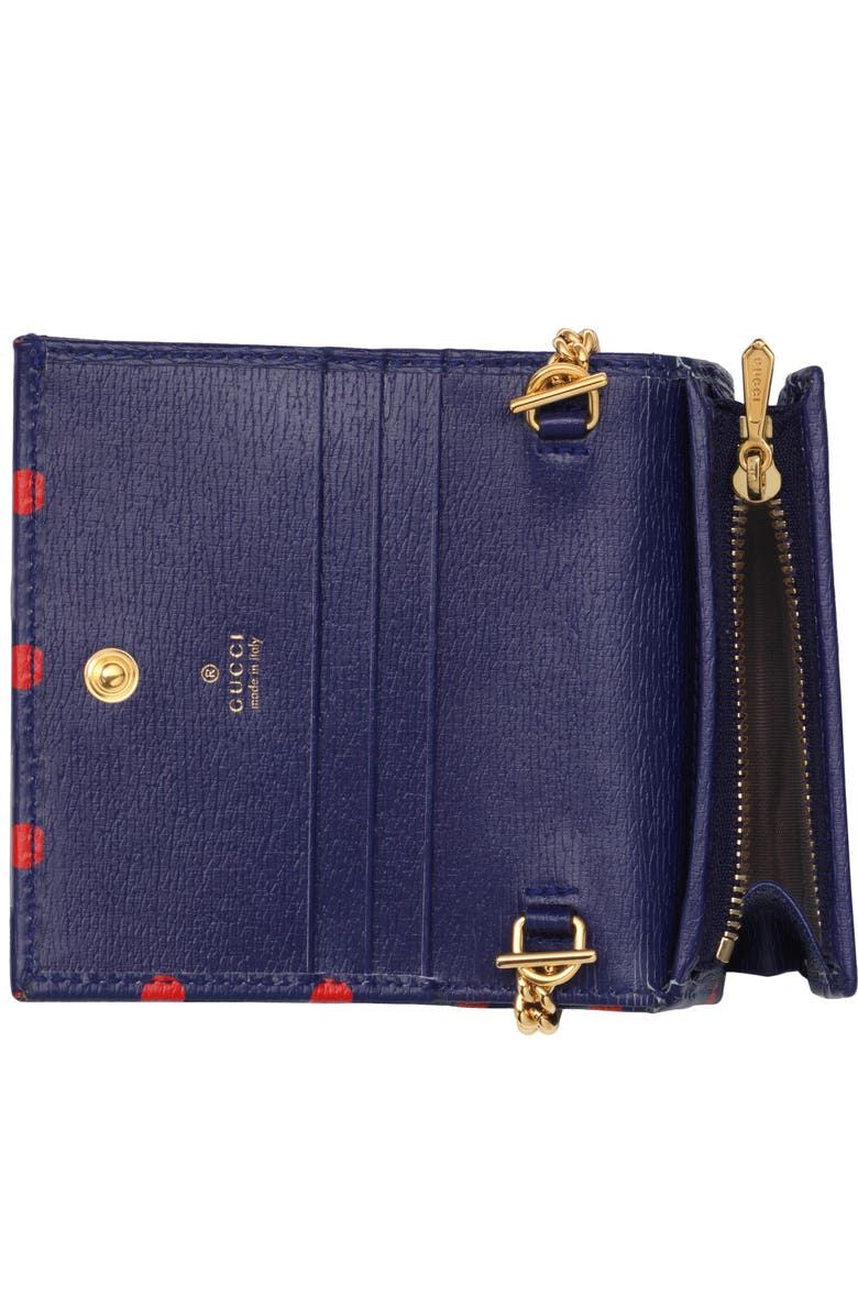 Gucci 1955 Horsebit Polka Dot Leather Wallet on a Chain, Alternate, color,