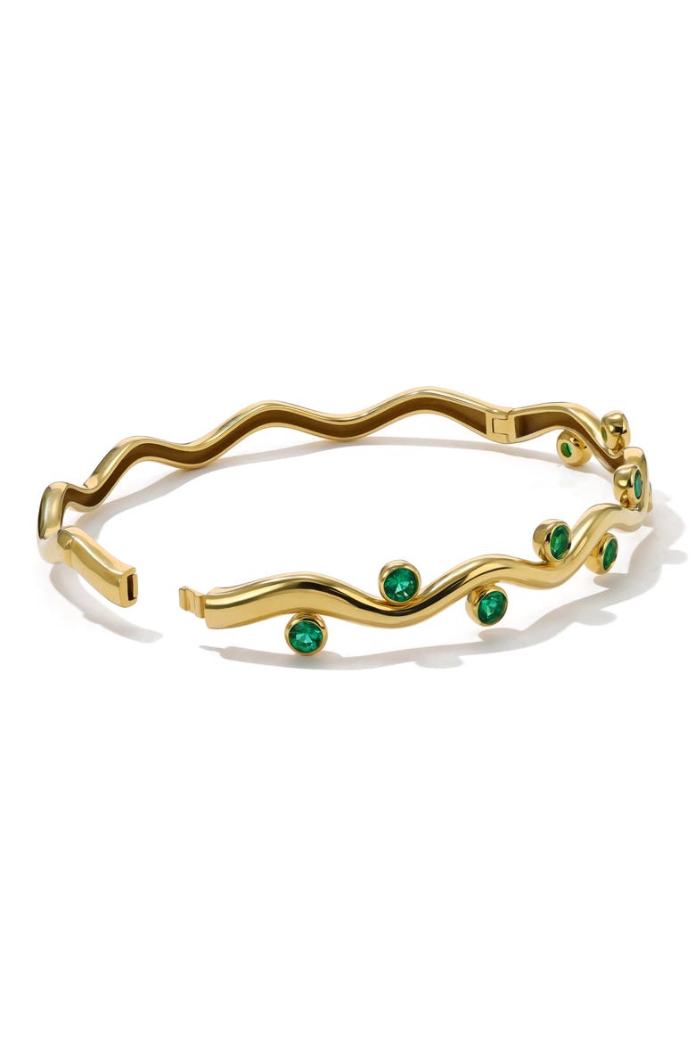 Riva Crest Bangle, Alternate, color, EMERALD