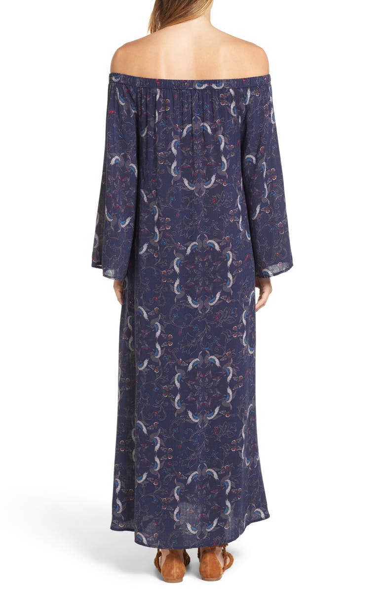 Hinge Print Off the Shoulder Maxi Dress, Alternate, color, 