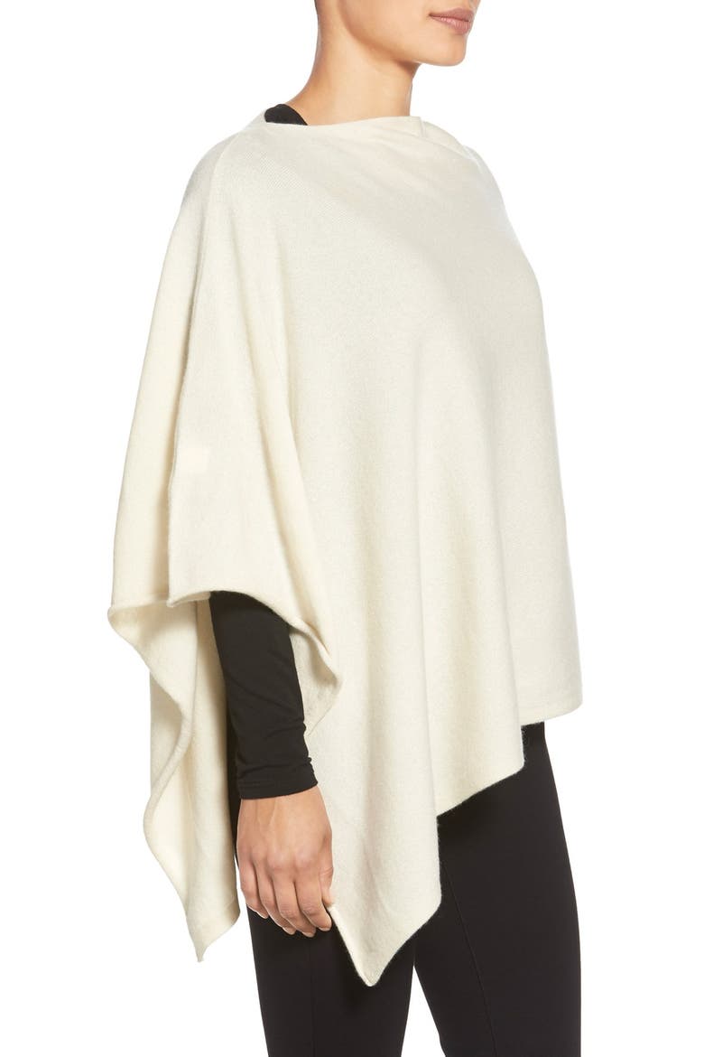 Cashmere Poncho, Alternate, color, SOFT WHITE