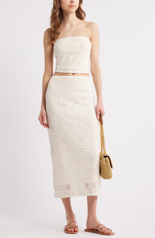 Open Edit Strapless Lace Overlay Crop Top In White