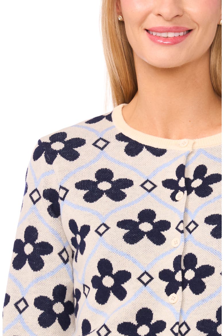 Floral Cardigan, Alternate, color, SWEET BUTTER