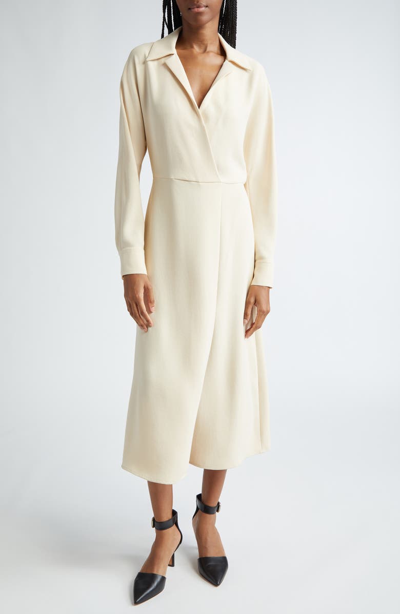 Vince Long Sleeve Shirtdress, Main, color, White Sand