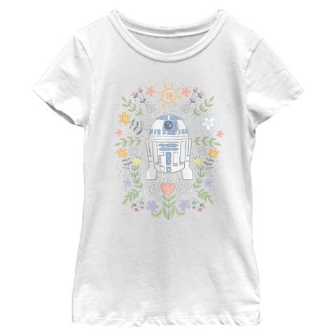 Girl's Star Wars R2-D2 Spring Flowers  Graphic T-Shirt