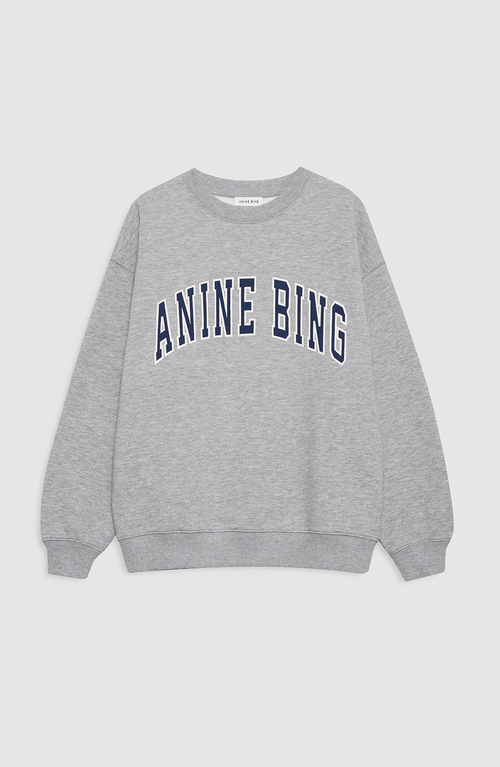 Anine Bing Grey Crew Neck Sweatshirt With Bold Lettering In Gray