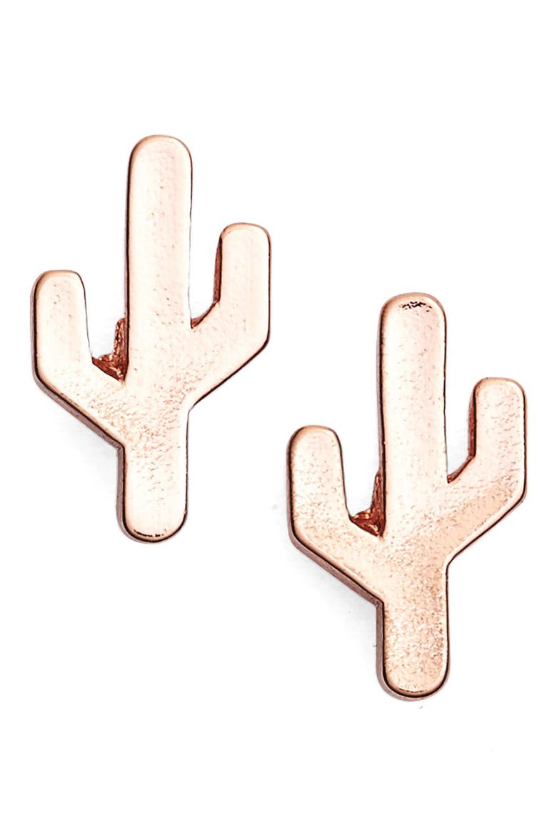 Cactus Stud Earrings, Main, color, ROSE GOLD