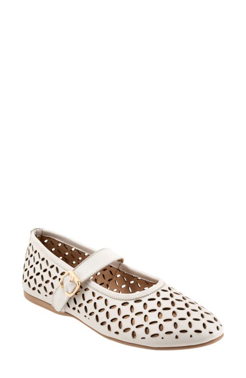 Bueno Kehlani Perforated Mary Jane Flat In Ice White