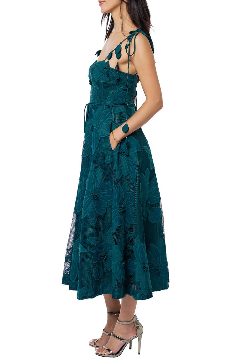 Emilia Bustier Lace Midi Cocktail Dress, Alternate, color, FOREST