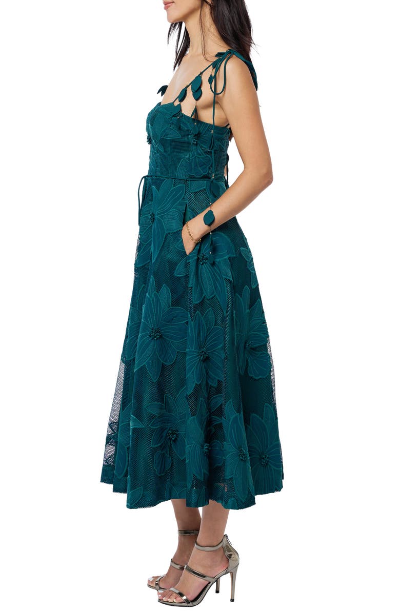 CIEBON Emilia Bustier Lace Midi Cocktail Dress, Alternate, color, Forest